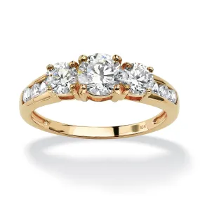 10K Yellow Gold 1.88 ctw Round Cubic Zirconia Engagement Anniversary Ring