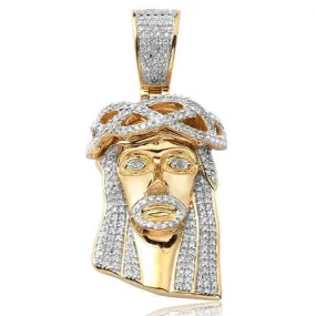 10KY 0.50CTW DIAMOND JESUS PENDANT [ROUNDED BAIL]