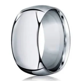 10mm Men's 14k White Gold Domed Profile Wedding Band