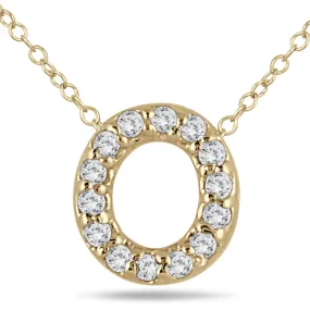 1/10 Carat Tw O Initial Diamond Pendant In 10K Yellow Gold