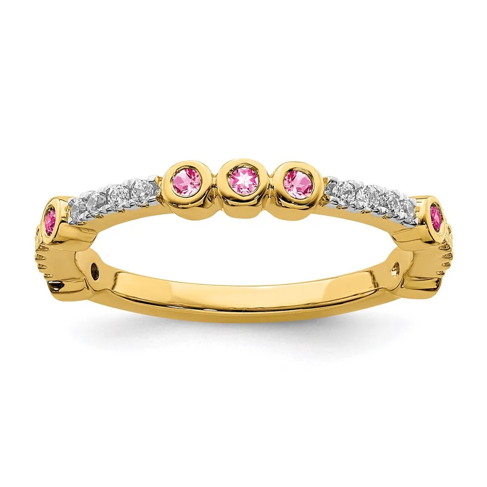 14k Stackable Expressions Pink Tourmaline and Diamond Ring | SK2073