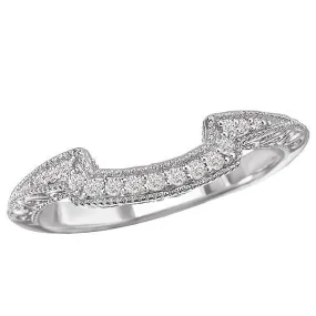 14KT 0.09 CTW DIAMOND MILGRAIN ENGRAVED CURVED WEDDING BAND