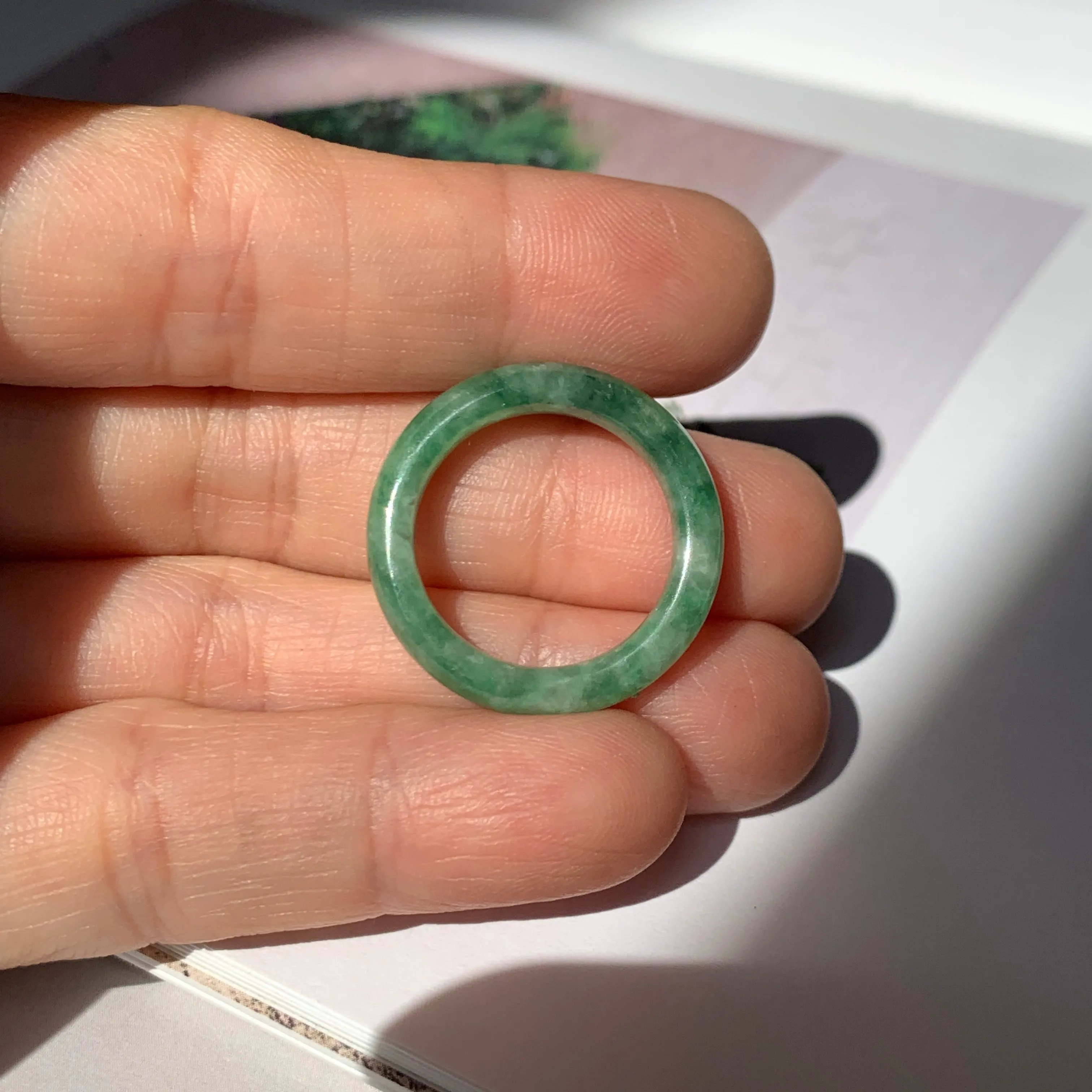 16.7mm A-Grade Natural Floral Imperial Jadeite Ring Band No. 162180