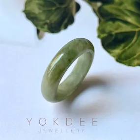 17.6mm A-Grade Natural Yellowish Green Jadeite Abacus Ring Band No.161823