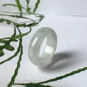 18.2mm A-Grade Natural Light Grey Jadeite Abacus Ring Band No.161493