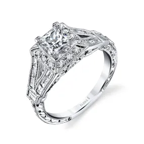 18K White Gold Diamond Engagement Ring