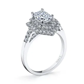 18K White Gold Double Halo Diamond Engagement Ring