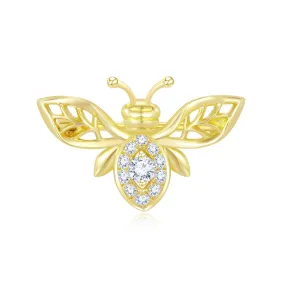 18K Yellow Gold Diamond Bee Pendant