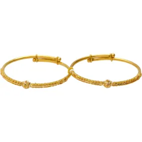 22K Gold Beaded Filigree Baby Bangle w/ Engaved Details