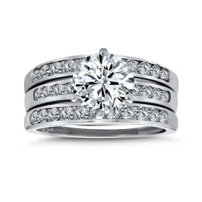 2.5CT Solitaire Oval CZ Engagement Wedding Ring Set Sterling Silver