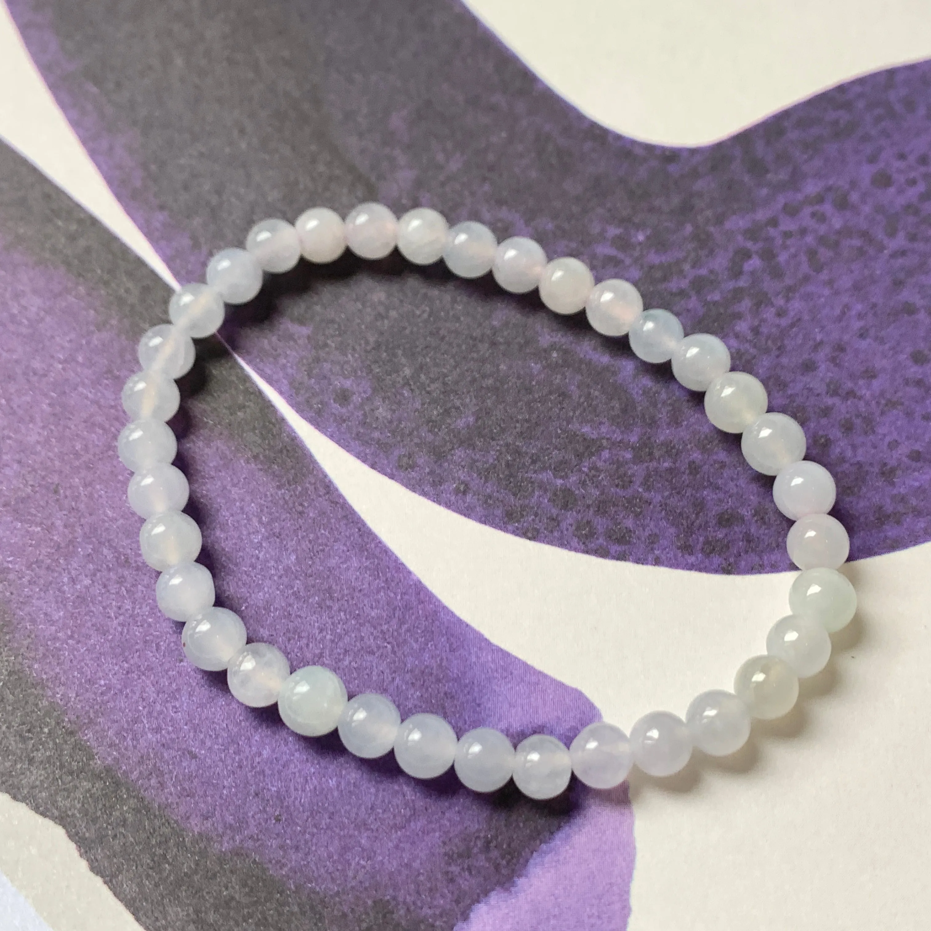 5.5mm A-Grade Natural Light Lavender Jadeite Beaded Bracelet No.190389