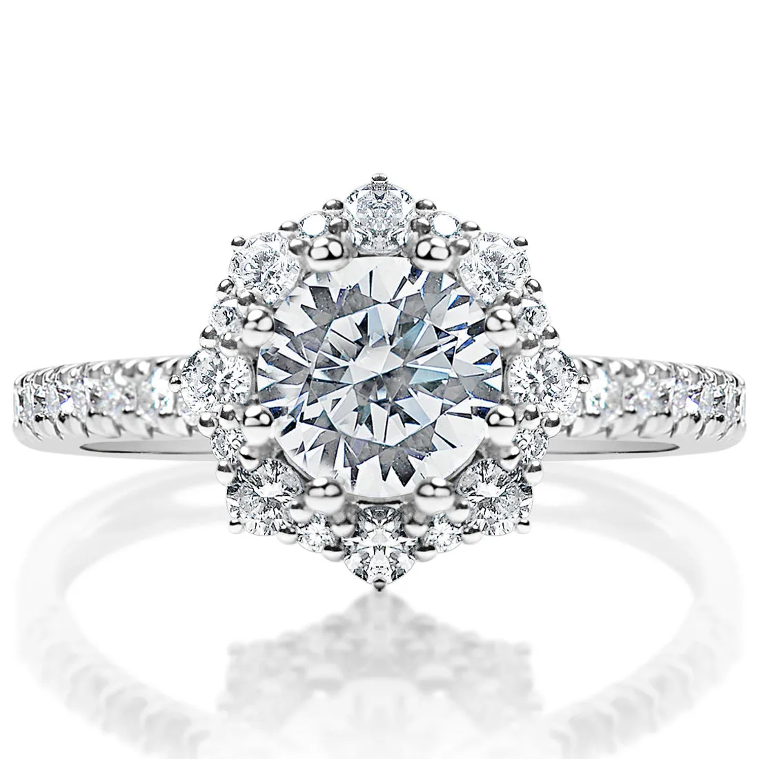 .56ctw Round Cut Diamond Halo Engagement Ring