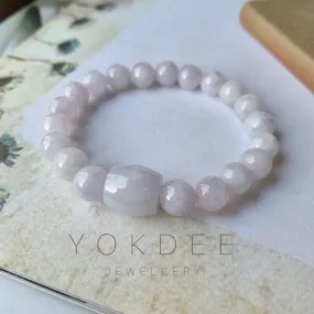 8.5mm A-Grade Natural Lilac Jadeite Beaded Bracelet with Barrel No.190179