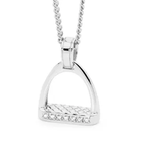 9ct White Gold and Diamond Petite Stirrup Pendant