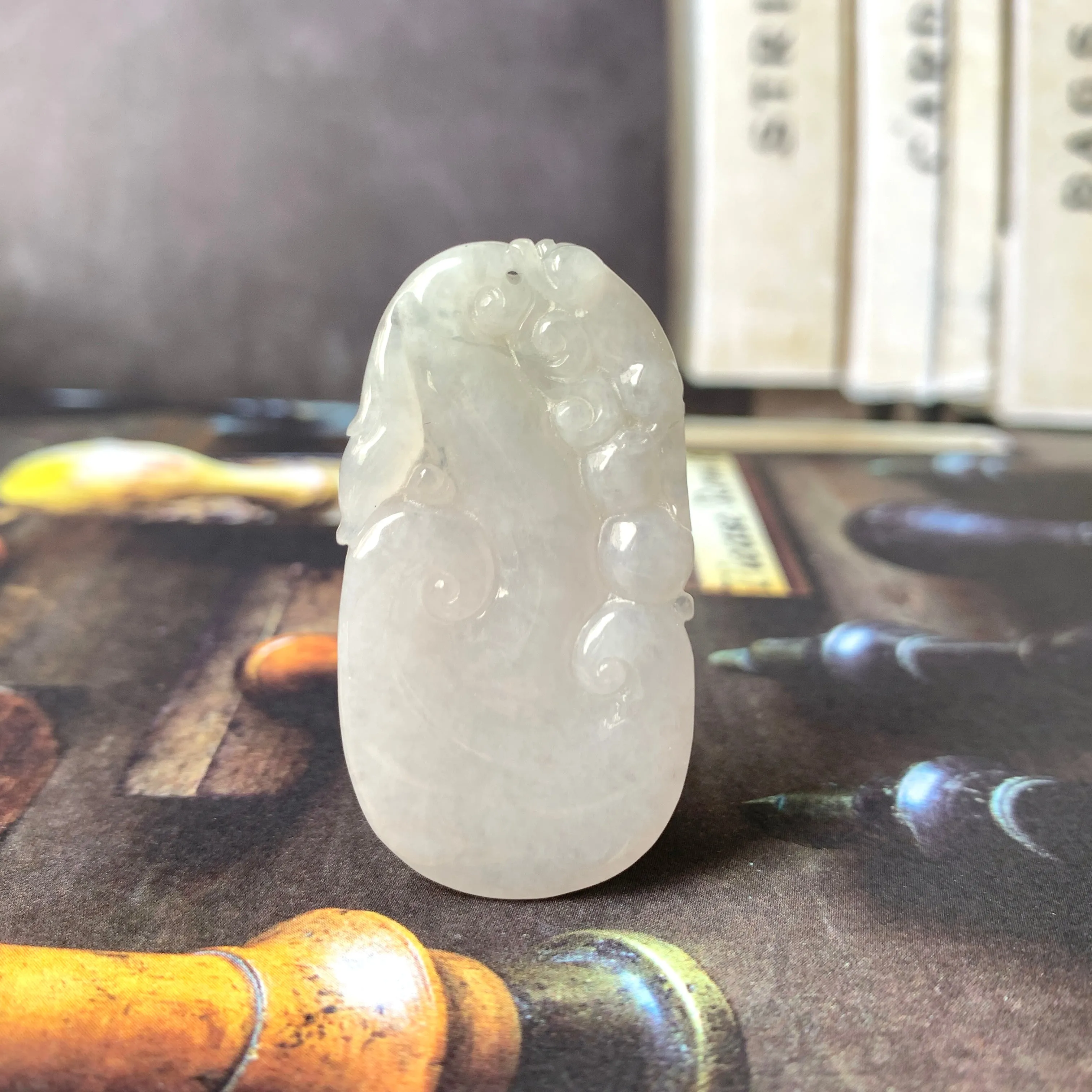 A-Grade Light Lavender Jadeite Ruyi Pendant No.170929