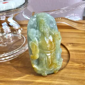 A-Grade Natural Green & Yellow Jadeite God of Wealth Pendant No.170092