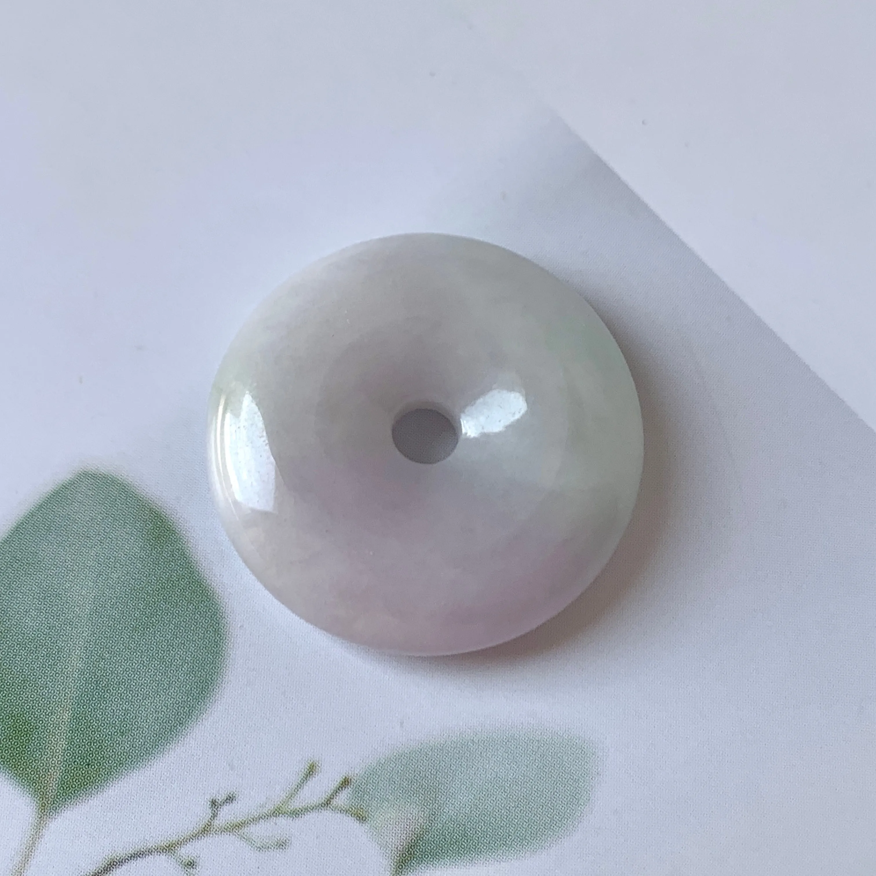 A-Grade Natural Lavender Green Jadeite Donut Pendant No.171684