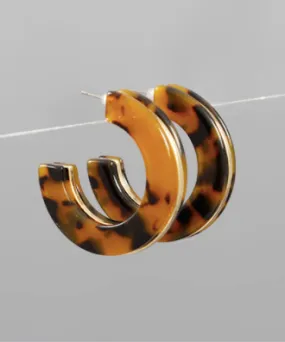 Acrylic Hoop Earrings Tortoise