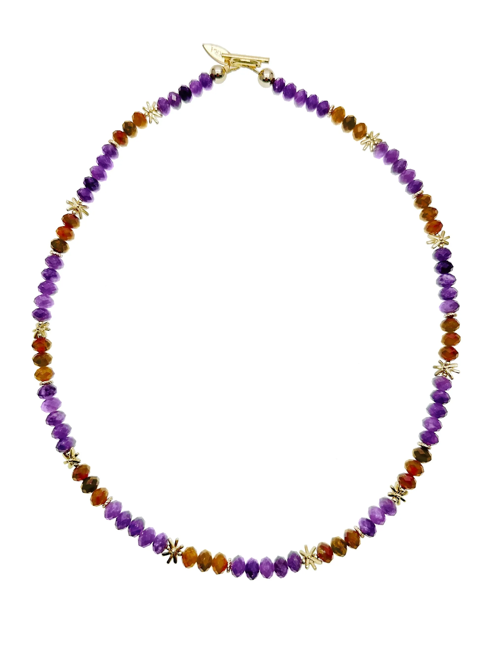 Amethyst With Orange Garnet Choker Necklace KN040