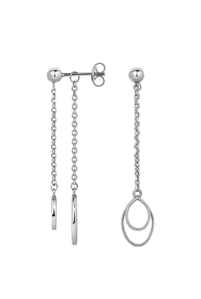 Apple Pip Chain Earrings, Silver