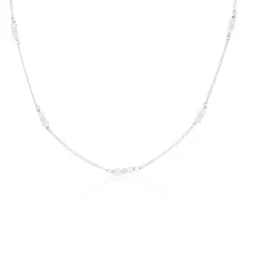 Beaded Moonstone Silver Necklace