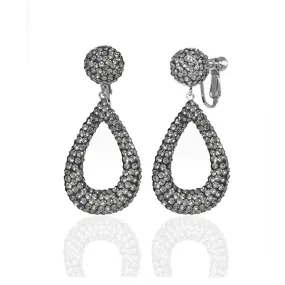 Black Diamond Large Open Tear Earring