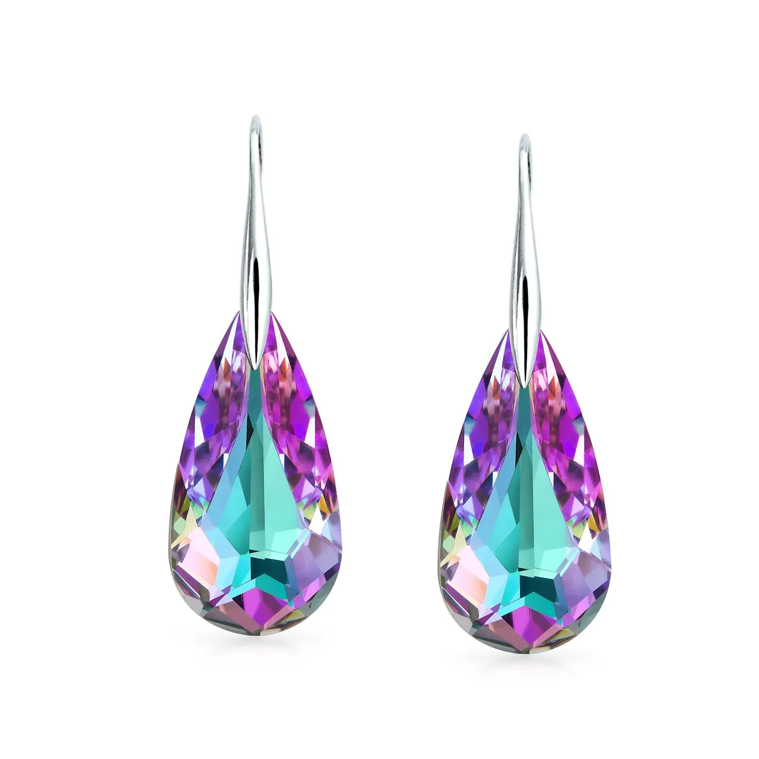 Colorful Multicolor CZ Geometric Criss Cross Square Dangle Earrings