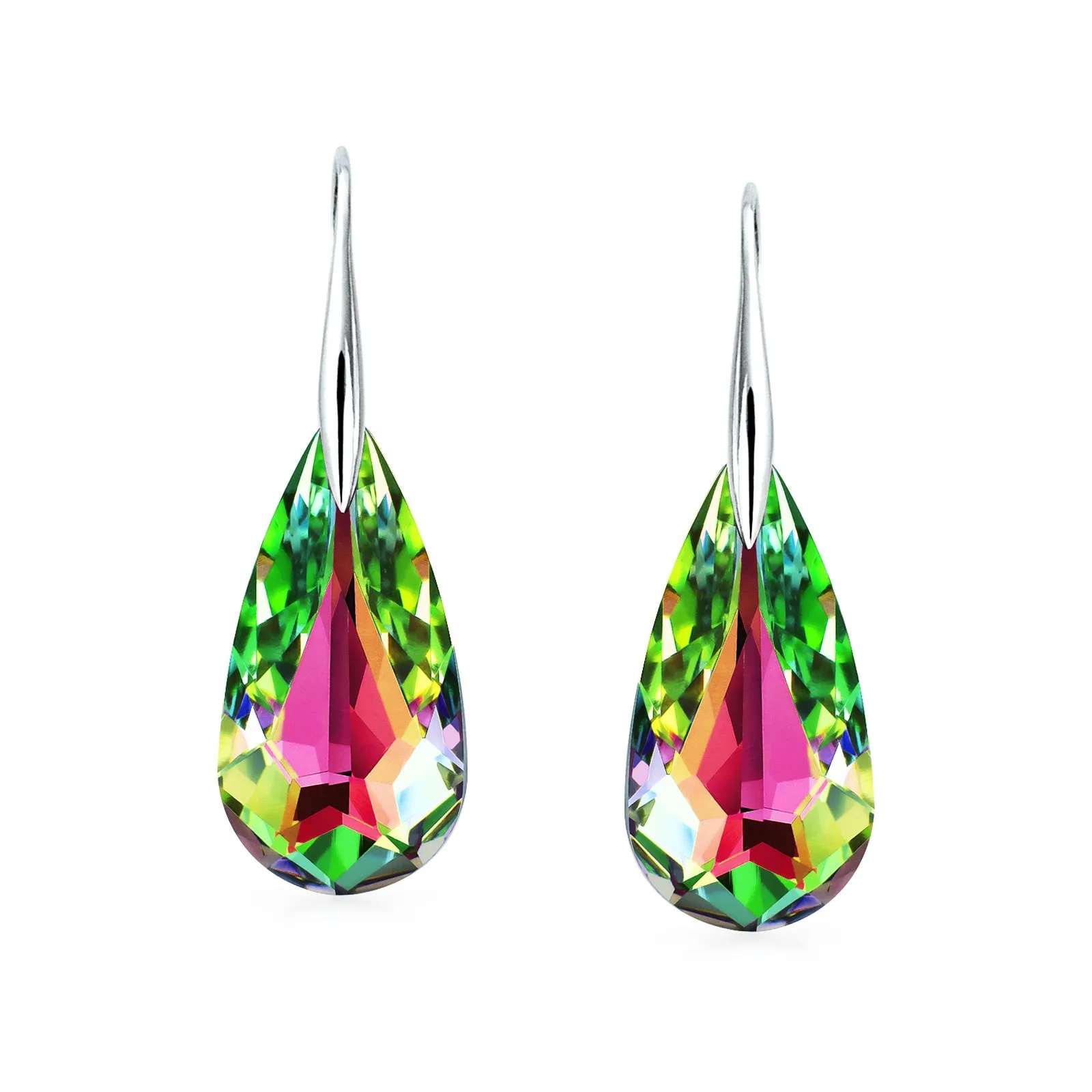 Colorful Multicolor CZ Geometric Criss Cross Square Dangle Earrings