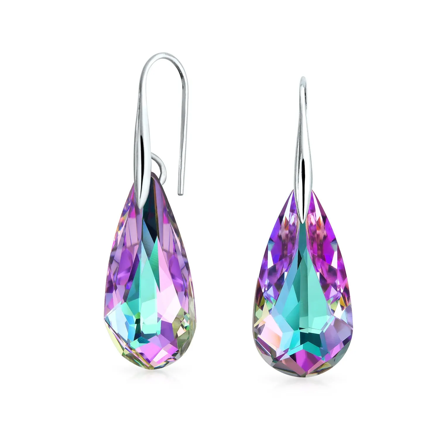 Colorful Multicolor CZ Geometric Criss Cross Square Dangle Earrings