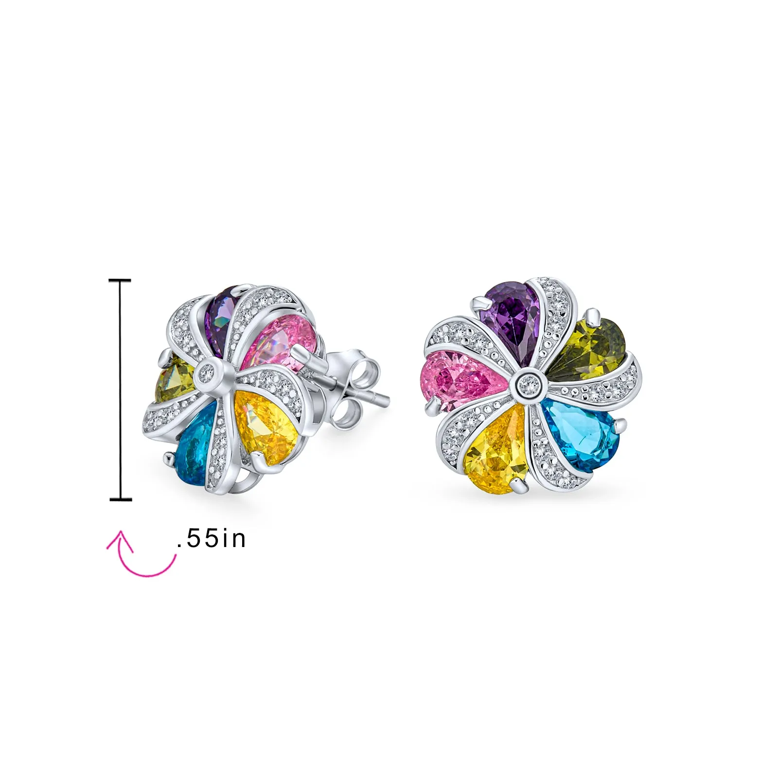 Colorful Multicolor CZ Geometric Criss Cross Square Dangle Earrings