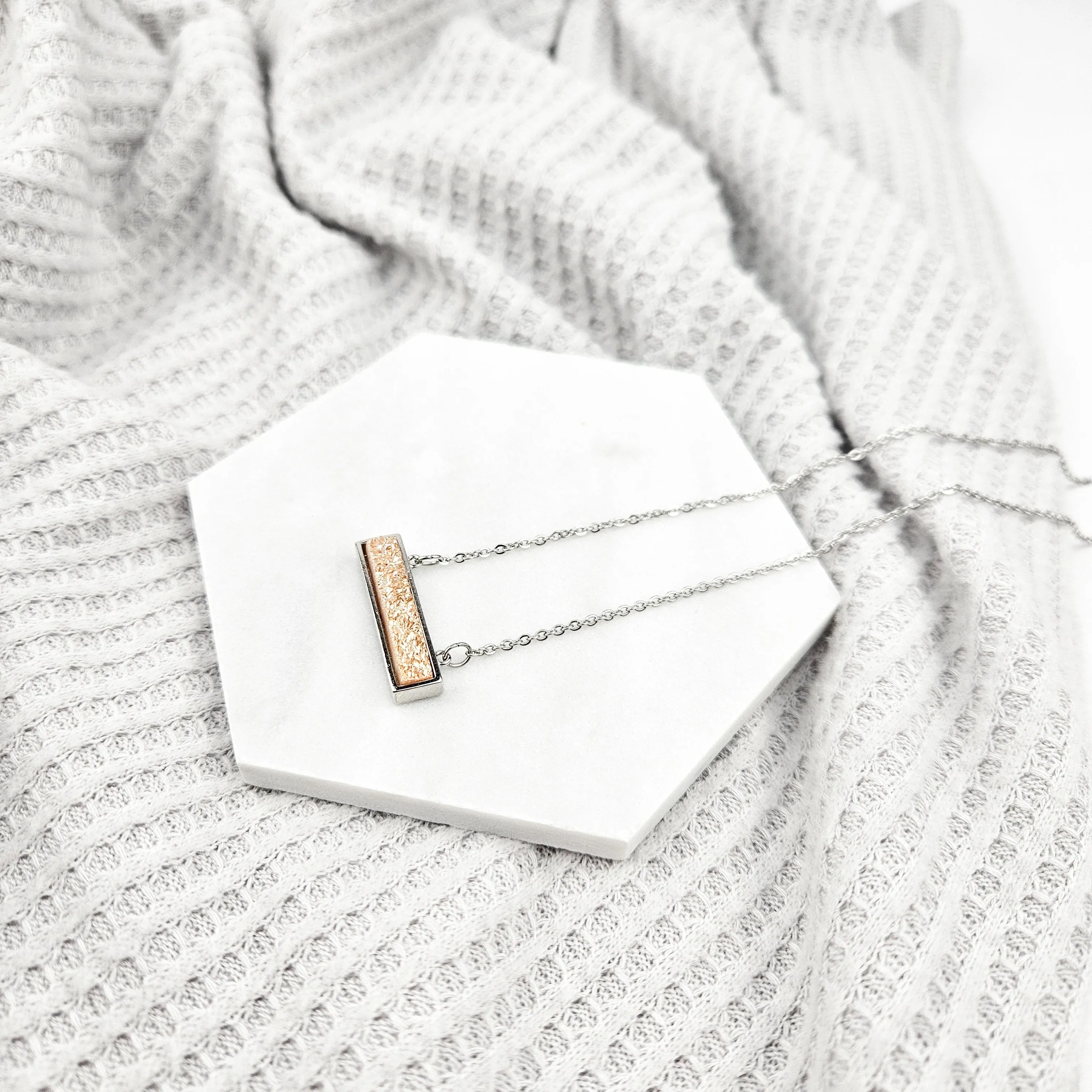 Dainty Champagne Druzy Bar Necklace