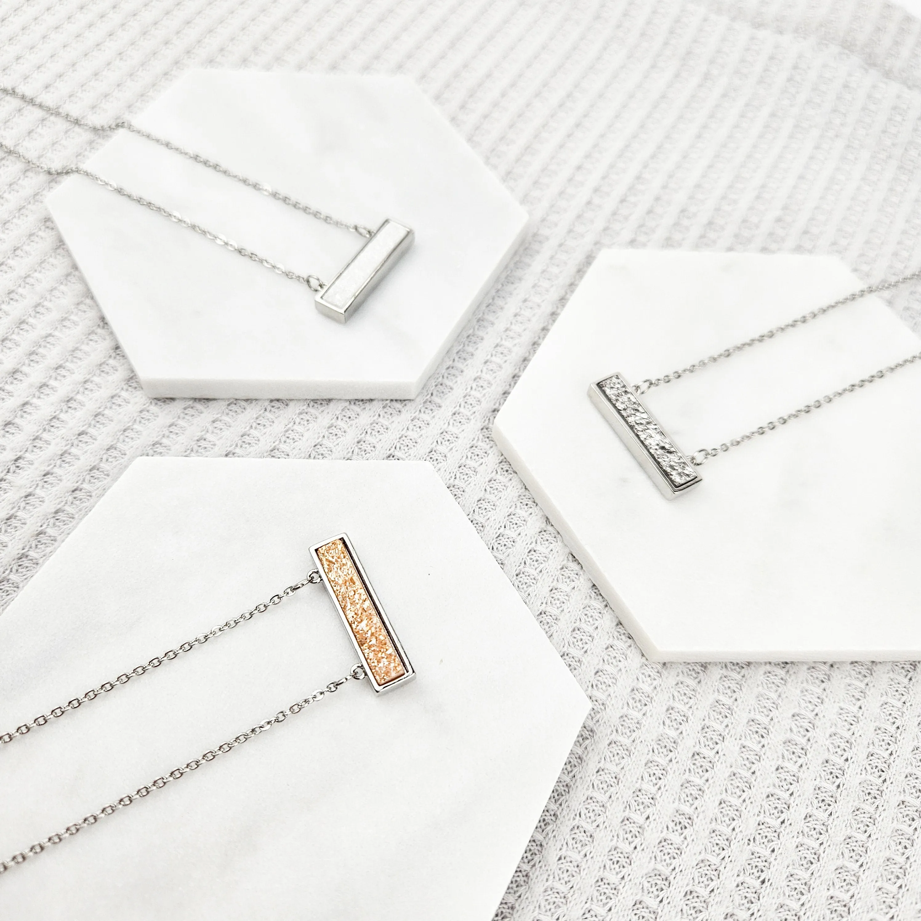 Dainty Champagne Druzy Bar Necklace