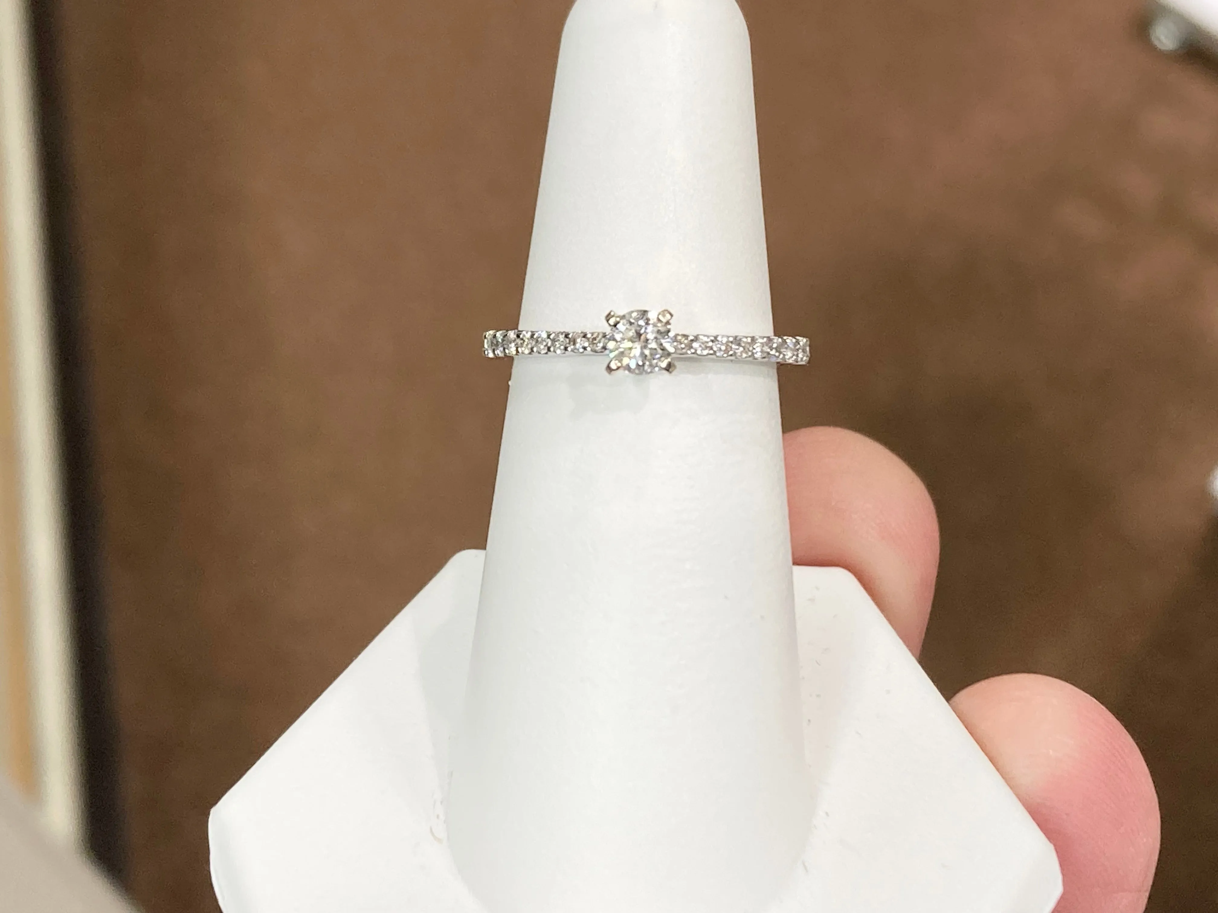 Diamond Engagement Ring 0.38 Carats 14 K White Gold