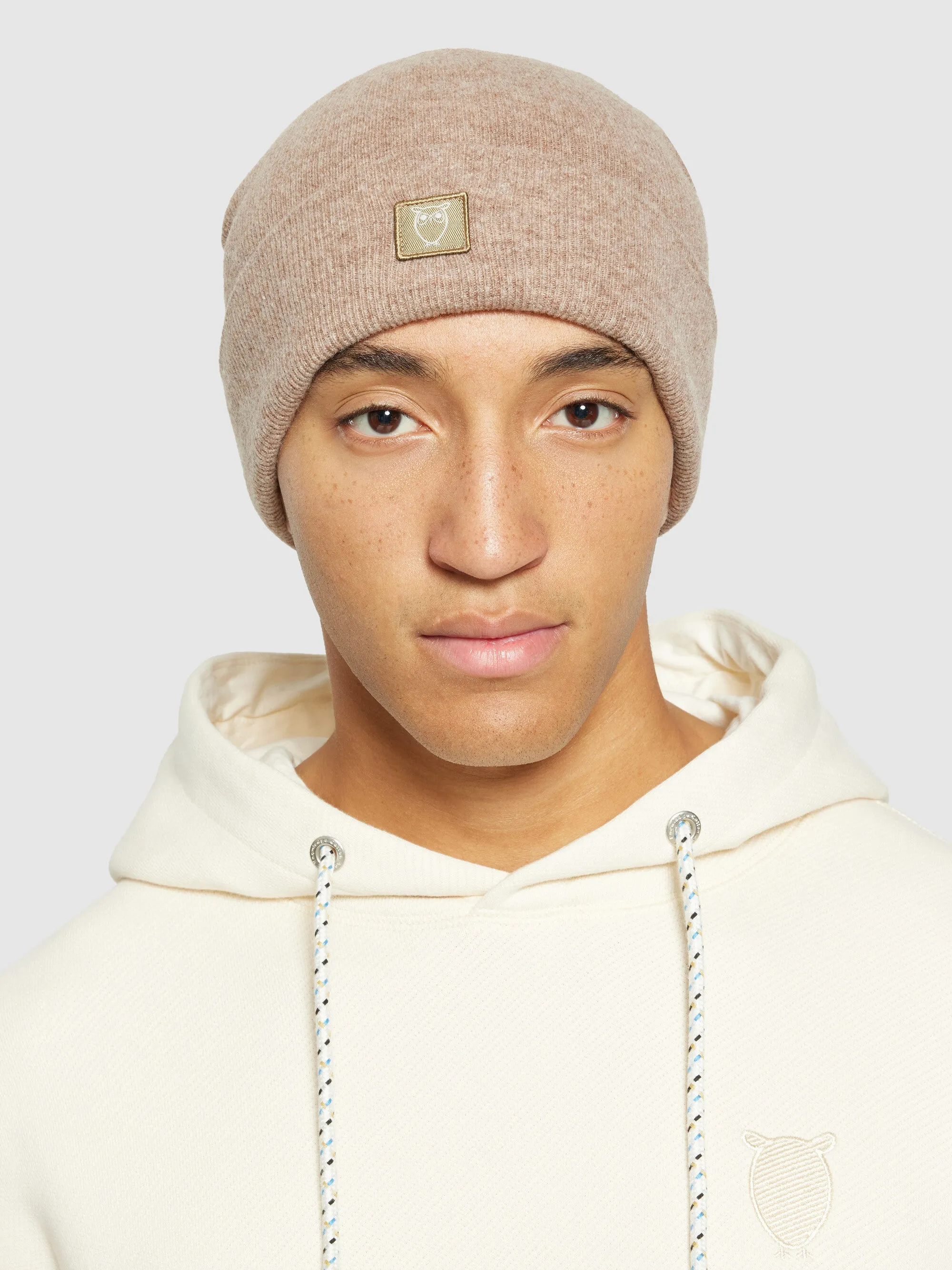 Double layer wool beanie - Kelp melange