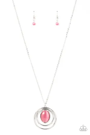 Epicenter of Elegance Pink Cat's Eye Stone Necklace - Paparazzi Accessories