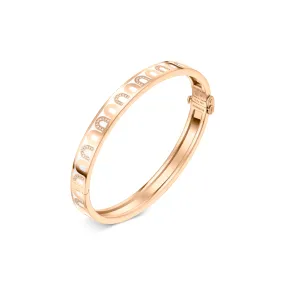 L'Arc de DAVIDOR Bangle PM, 18k Rose Gold with Lacquered Ceramic and Colonnato Diamonds