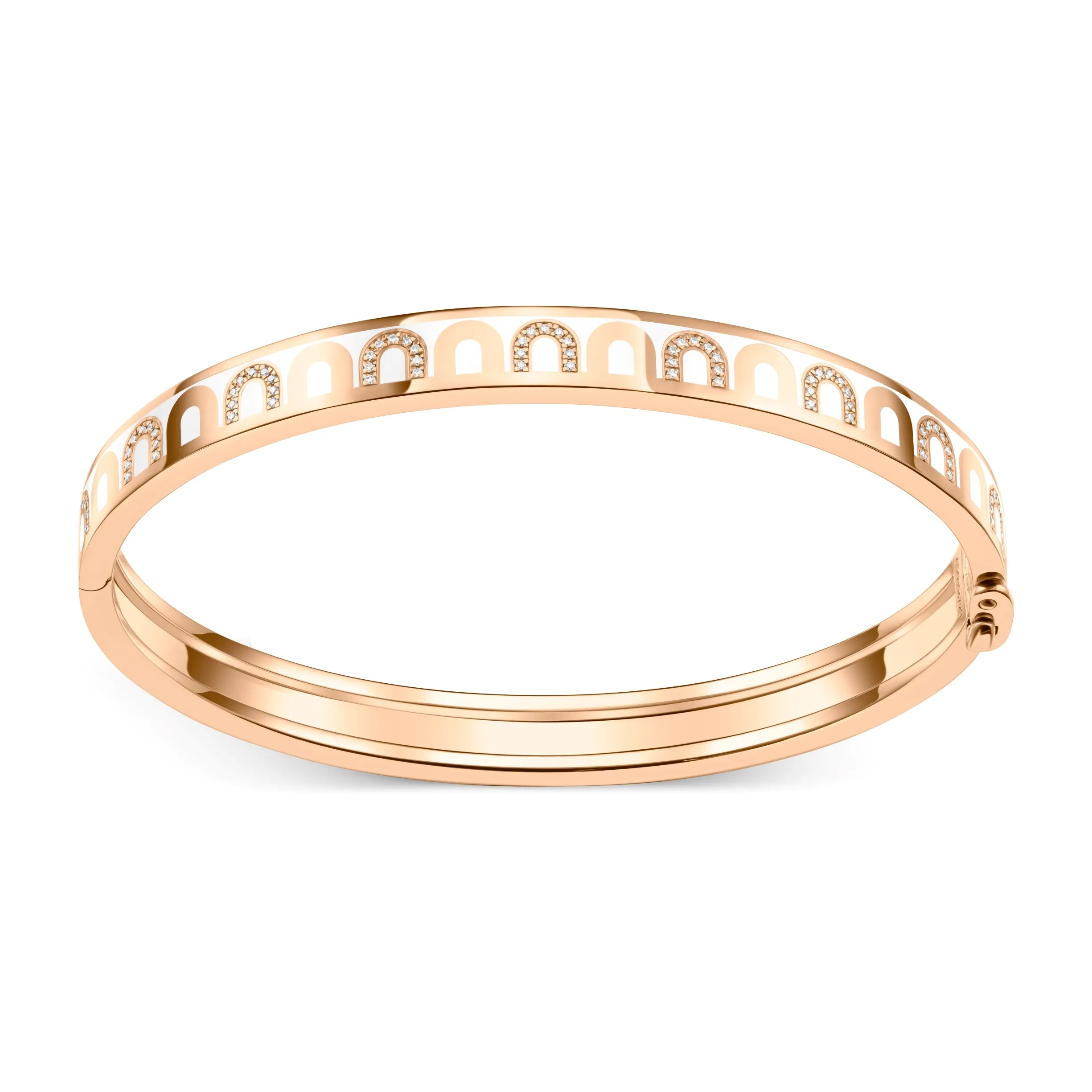 L'Arc de DAVIDOR Bangle PM, 18k Rose Gold with Lacquered Ceramic and Colonnato Diamonds