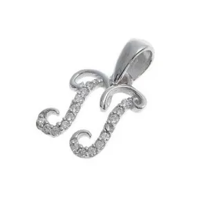 'M' Initial Pendant 18ct White Gold Cubic Zirconia (1g) P100M1