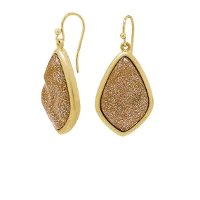 Matte Goldtone Celestial Stone Earrings