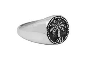 Men's Silver Palm Tree Signet Ring