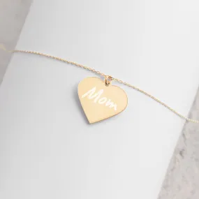 Mom Engraved Heart Necklace