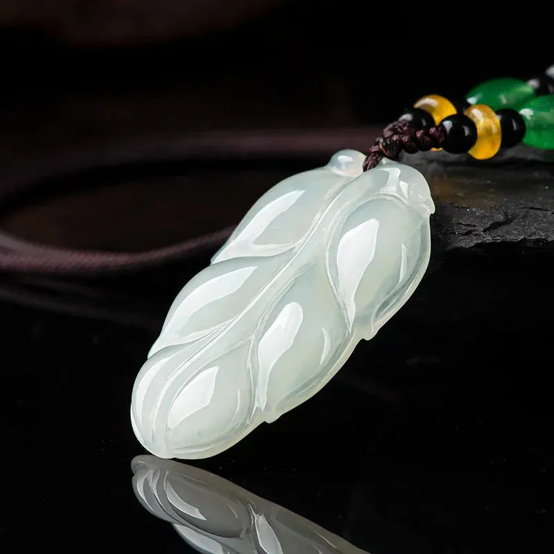 Natural Myanmar Jadeite The leaves Pendant  men's and women's