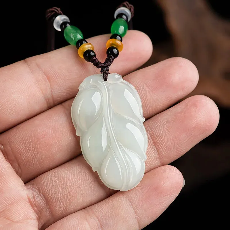 Natural Myanmar Jadeite The leaves Pendant  men's and women's