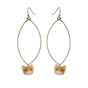 Oval Drop Ballerina Mouse Head Earrings