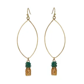 Oval Drop Pineapple Earrings