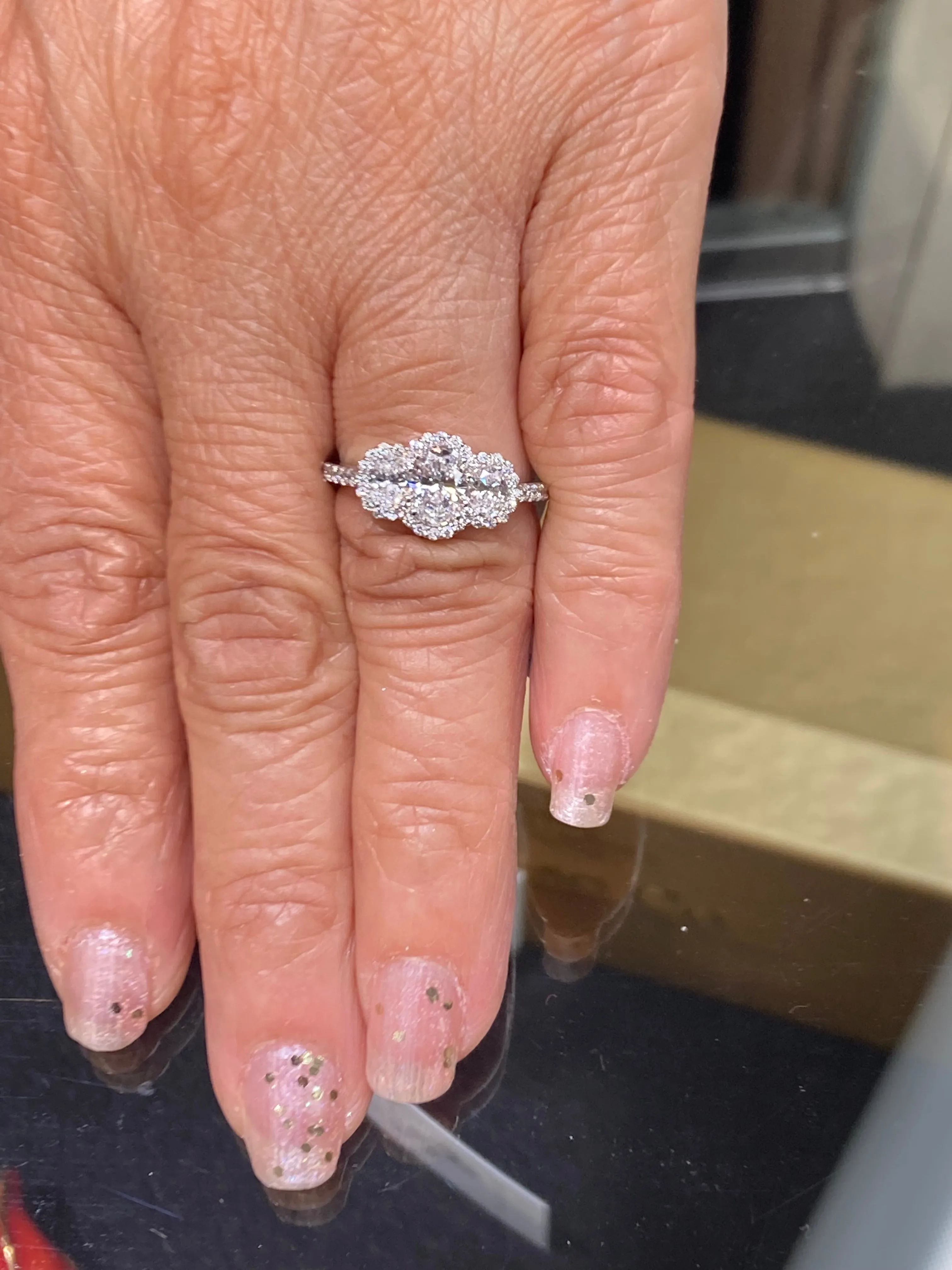 Oval Lab Created  Diamond White Gold Engagement Ring