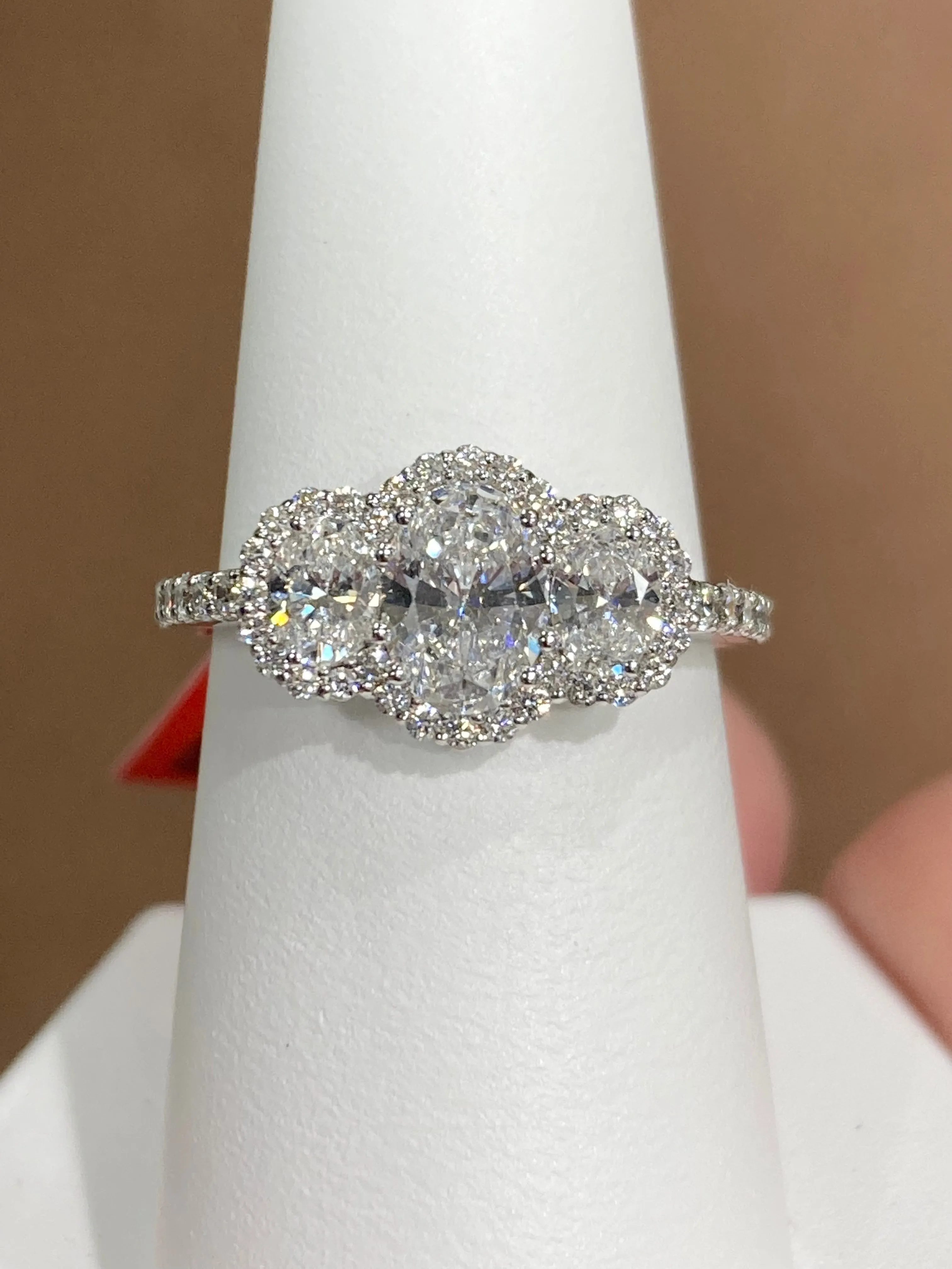 Oval Lab Created  Diamond White Gold Engagement Ring