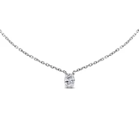 Oval Solitaire Pendant (0.80 ct Diamond) in White Gold