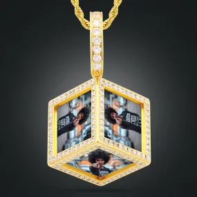 Personalized Cube Medallion Hip Hop Necklace With Picture