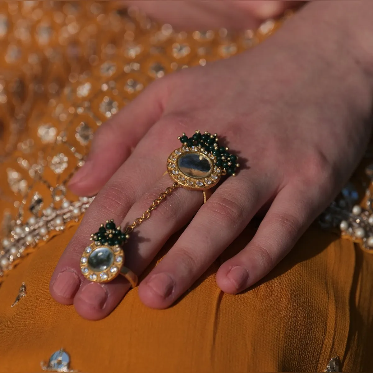 Rani Statement Ring - Green Strawberry Quartz